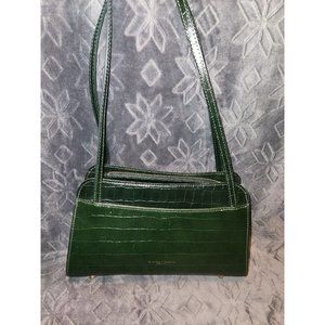 Hunter Green Croc Pattern Divina Firenze Handbag Shoulder Purse Made in Italy